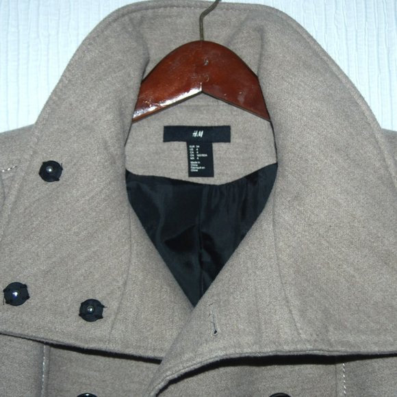 H&M Tan Double Breasted Pea Coat Jacket Size 4 - Picture 5 of 7